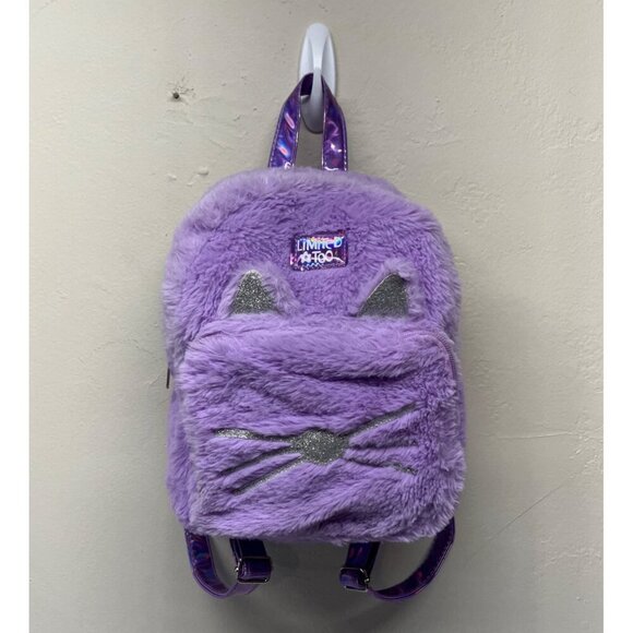 Limited Too Mini Backpack Bag Furry Cat Holographic Purple Festival VTG Y2K - Picture 1 of 16